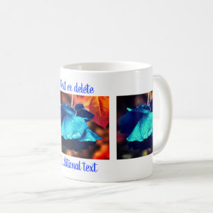 Personlig för Blommigt av Ro med blå foton Kaffemugg