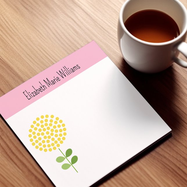 Personlig för Blommigt av rosa Gult Post-it Block (Skapare uppladdad)