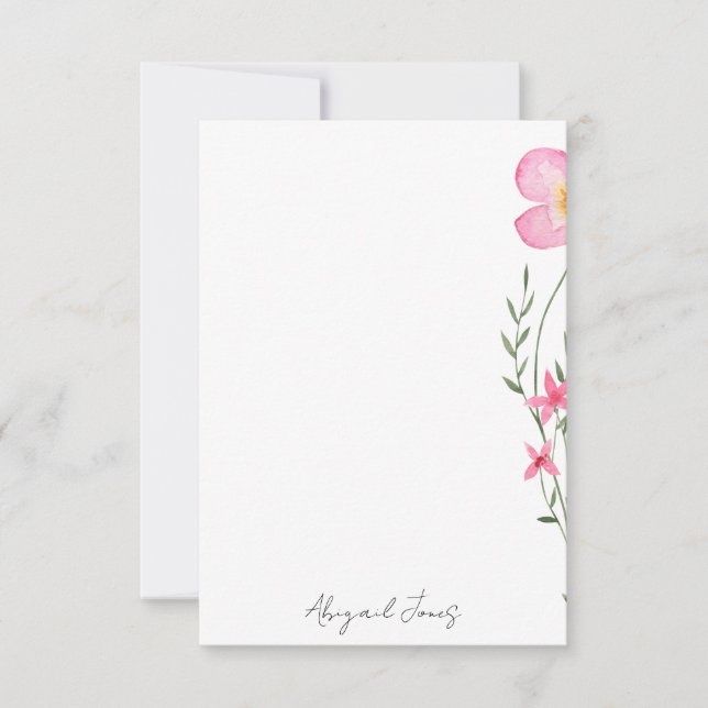 Personlig för Blommigt av rosa vattenfärg Tack Kort (Framsida)