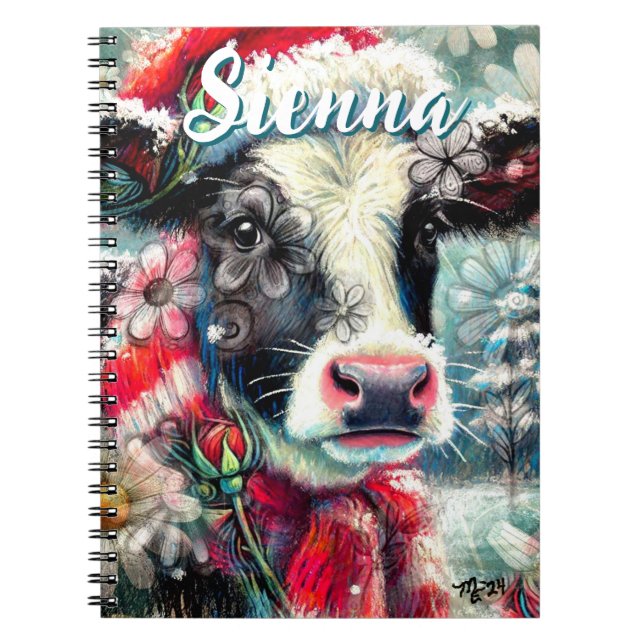 Personlig för Blommigt av varmare tider i Cow Drea Anteckningsbok (Framsidan)