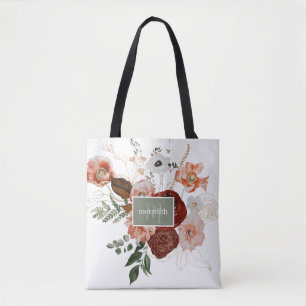 Personlig för Blommigt av vattenfärg i Burgundy & Tygkasse