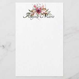 Personlig för Blommigt av vattenfärg i elegant Brevpapper
