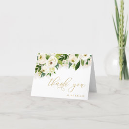 Personlig för Blommigt av vit och Guld vattenfärg Tack Kort