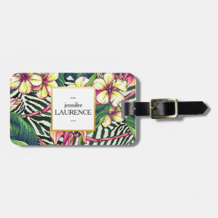Personlig för blommigt för djärv Plumeria för Bagagebricka