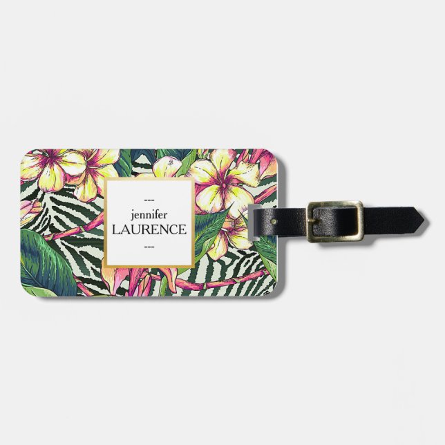 Personlig för blommigt för djärv Plumeria för Bagagebricka (Horisontell Framsida)