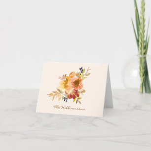 Personlig för Blommigt för höstfällning, vattenfär Anteckningskort