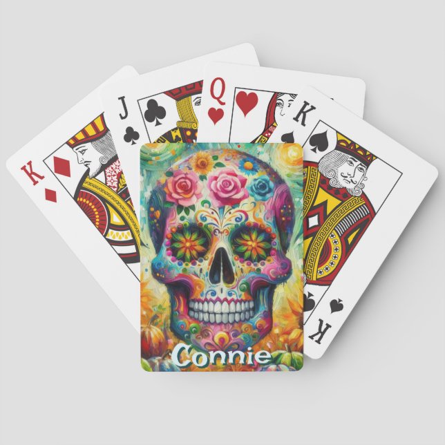 Personlig för Blommigten Day of the dead Casinokort (Baksidan)
