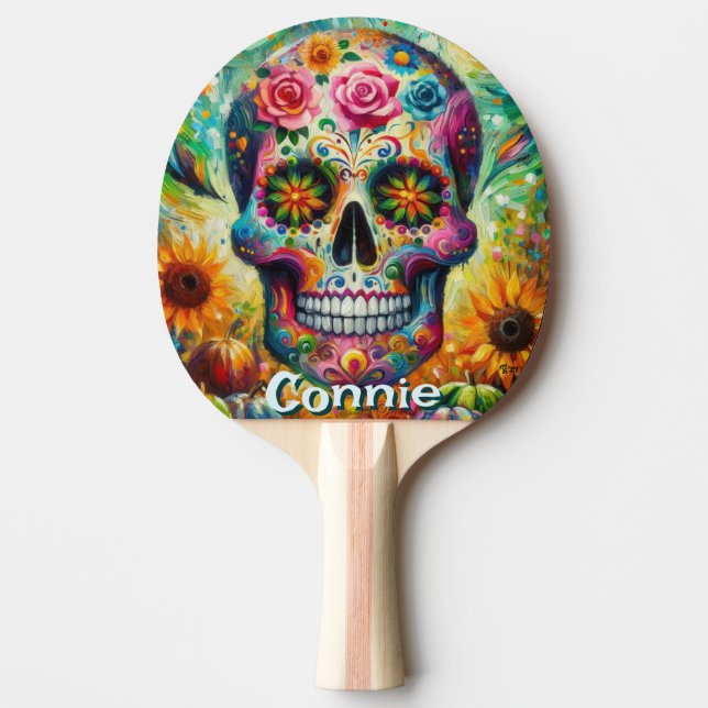 Personlig för Blommigten Day of the dead Pingisracket (Framsidan)