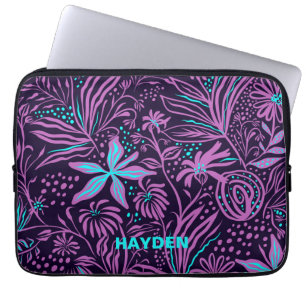 Personlig för Blommönster av modern Mörk Laptop Fodral
