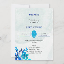 Personlig för Blue Flower Baby Shower Inbjudningar