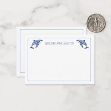 Personlig för Blue Toile Blommigt Beach Dolphin