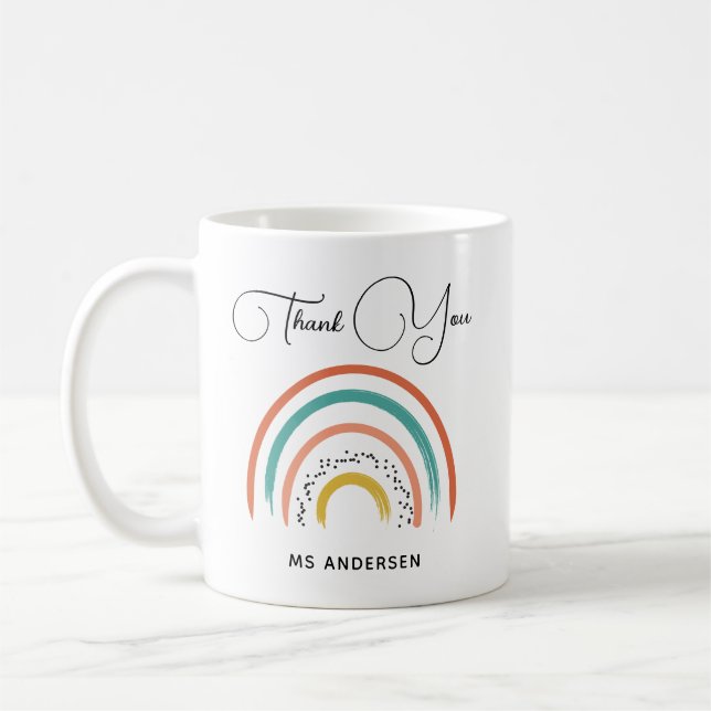 Personlig för Boho Rainbow Teacher-utvärdering Kaffemugg (Vänster)