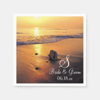 Personlig för Bride Groom Monogram Bröllop - datum Pappersservett