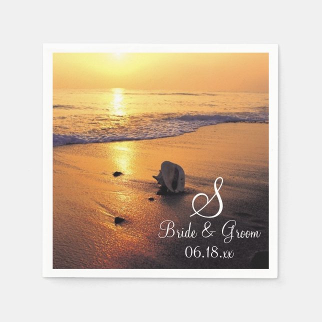 Personlig för Bride Groom Monogram Bröllop - datum Pappersservett (Framsidan)