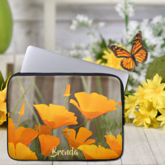 Personlig för Bright Colorful California Poppies Laptop Fodral