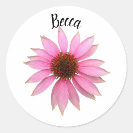 Personlig för Bright Lila Coneflower Runt Klistermärke