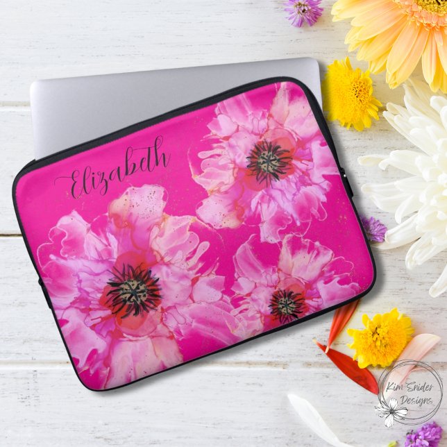 Personlig för Bright Rosa Blommigt Laptop Fodral (Skapare uppladdad)