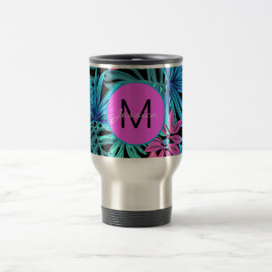 Personlig för Bright Rosa Blue Tropical Blommigt Resemugg
