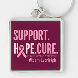 personlig för bröstcancer i Anpassningsbarna Nycke Fyrkantig Silverfärgad Nyckelring