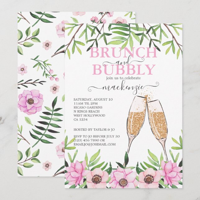 Personlig för Brunch och Bubly Möhippa Inbjudningar (Fram/baksida)
