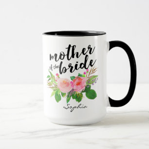 Personlig för budens mammavattenfärgblommigt mugg