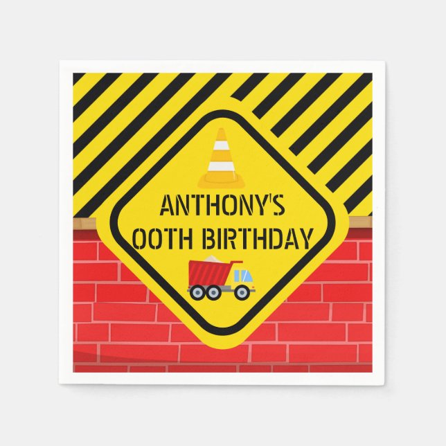 Personlig för byggtemat Födelsedagsfest Pappersservett (Framsidan)