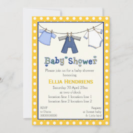 Personlig för Clothesline pojke-dusch Inbjudningar