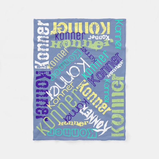 Personlig för Collage för blåttfiltnamn Fleecefilt (Framsidan)