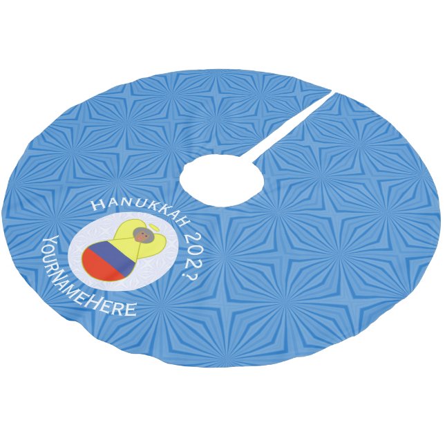 Personlig för Colombian Abuela Angel Hanukkah Flag Julgransmatta Borstad Polyester (Vinklad)