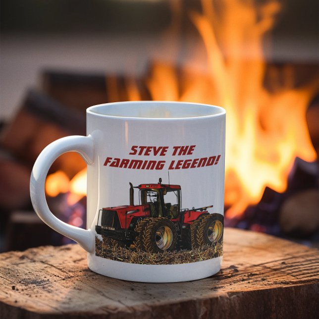 Personlig för coola av traktorutrustning för uppfö kaffemugg (Cool Red Tractor Farming Legend Coffee Mug)