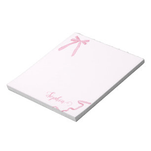 Personlig för Coquette vattencolor Rosa Bow Ribbon Anteckningsblock