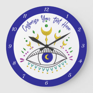 Personlig för Cosmic Öga Metaphysisk Boho Design Stor Klocka
