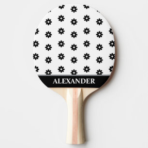 Personlig för Cute Black and White Daisy Flowers Pingisracket