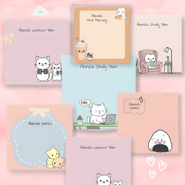 Personlig för Cute Cats Fitness Planner Post-it Block (Skapare uppladdad)