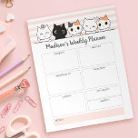Personlig för Cute Cats Veckoplan Anteckningsblock<br><div class="desc">Anpassa enkelt det här dagliga planeringsplaneringsprogrammet med ditt eget namn och egna titlar. Utformningen har en massa söta handdragna tecknader.</div>