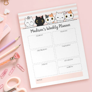 Personlig för Cute Cats Veckoplan Anteckningsblock