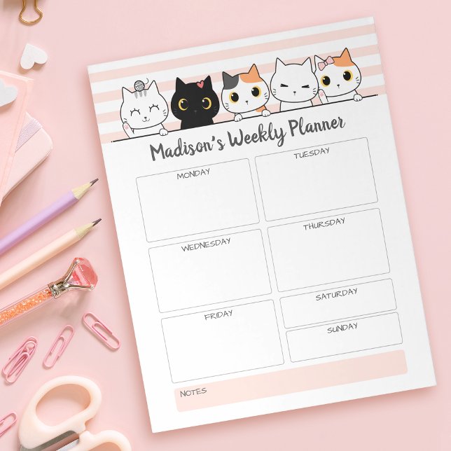 Personlig för Cute Cats Veckoplan Anteckningsblock (Skapare uppladdad)