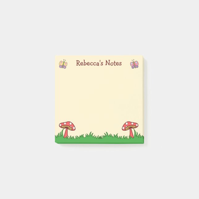 Personlig för Cute Mushroom Toadstool Post-it Block (Framsida)