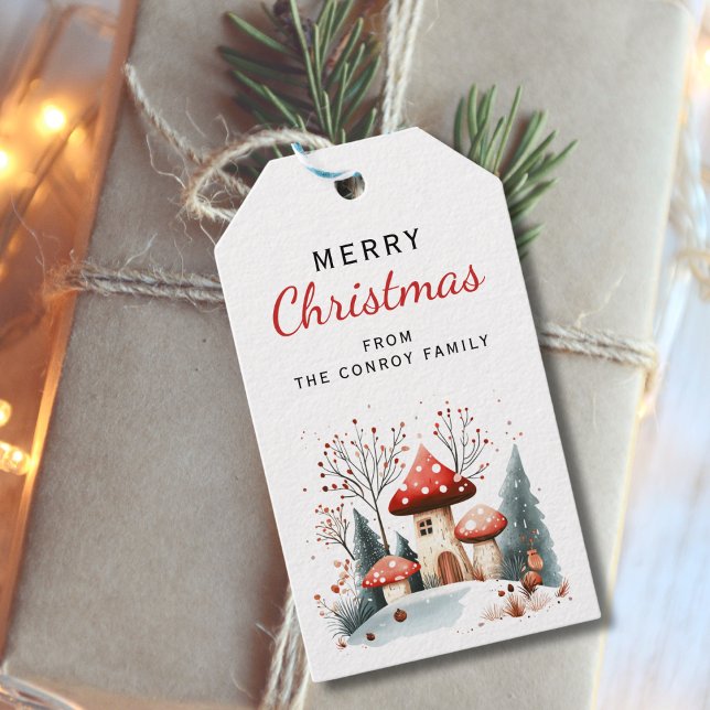 Personlig för Cute Rustic Winter Woodland Presentetikett (Skapare uppladdad)