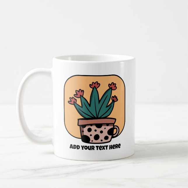 Personlig för Cute Tecknad Cactus Plant Kaffemugg (Vänster)
