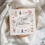 Personlig för Cute Winter-jul Pappersservett<br><div class="desc">Kute Julvinter Napkins. Design innehåller den mest lättfärgade färgen festive bilder som ramar in en elegant God jul-mall och namn i en kombination av serif- och calligraphy-skript.</div>