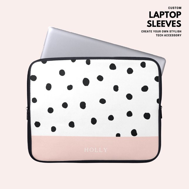 Personlig för enkel modern  Rosa-polka-punkt Laptop Fodral (Skapare uppladdad)