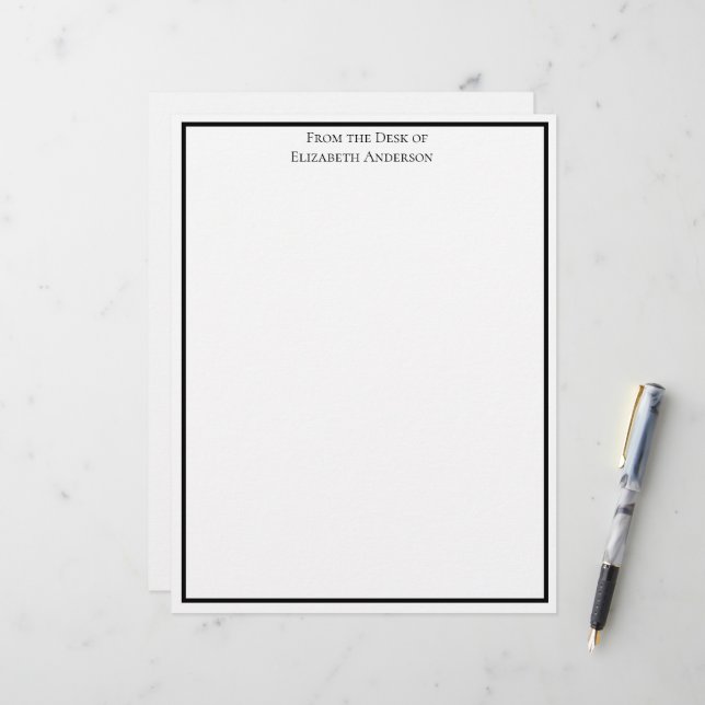 Personlig för enkel svart vit Professionell Brevhuvud (Fram/Back In Situ)