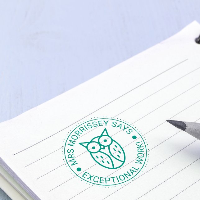 Personlig för exceptionellt Uggla-lärare Självfärgande Stämpel (Exceptional Work Owl Teachers Personalized Self-inking Stamp)