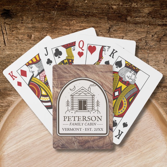 Personlig för familjekabin Rustic Wood Decor Casinokort (Personalized Custom Family Cabin Playing Cards Wood Rustic)