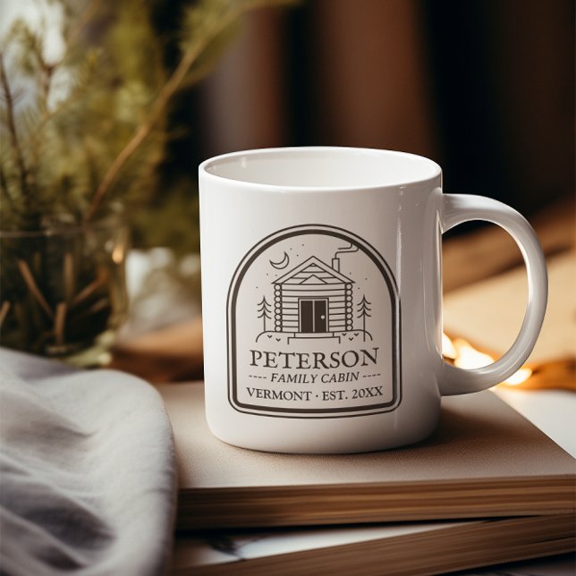 Personlig för familjekabin Rustic Wood Decor Kaffemugg (Custom Family Cabin Decor Personalized Mug Rustic Vintage Retro Forest Pine Trees )