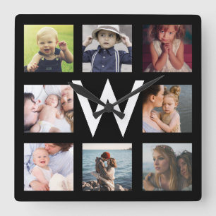 Personlig för Family Photo Collage Anpassningsbar Fyrkantig Klocka