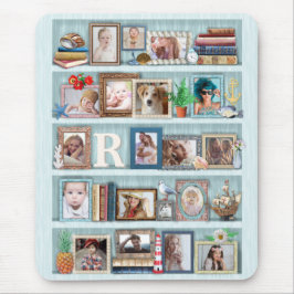 Personlig för Family Photo Collage Beach Bookcase Musmatta
