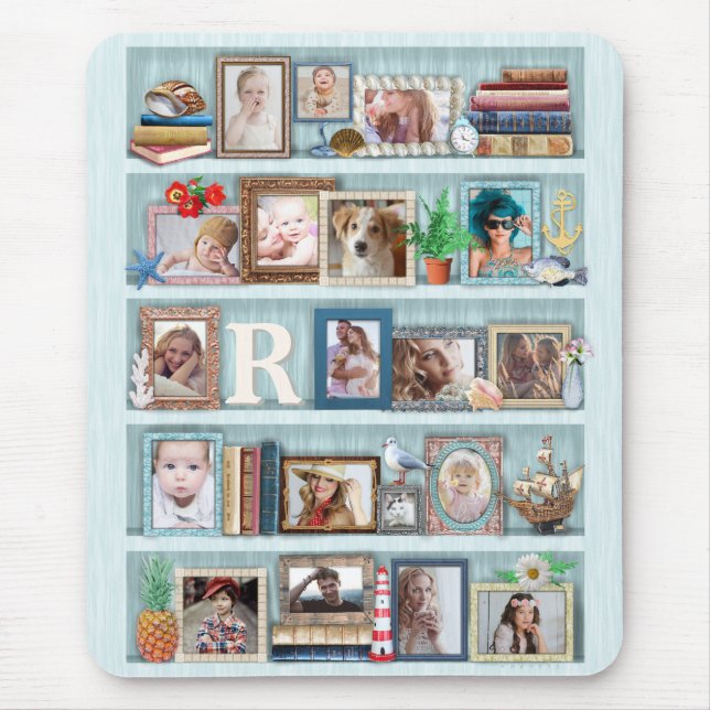 Personlig för Family Photo Collage Beach Bookcase Musmatta (Framsidan)
