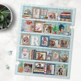 Personlig för Family Photo Collage Beach Bookcase Pussel